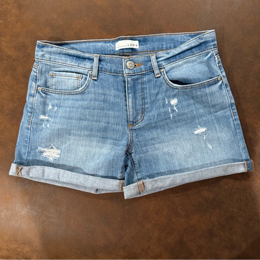 Ann Taylor LOFT Cuffed Distressed Denim Shorts